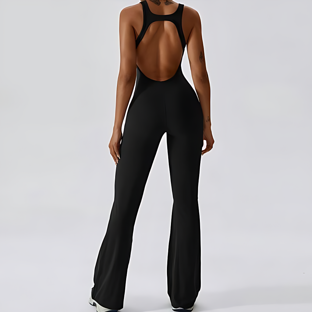 V-Back Sleeve Jumpsuit