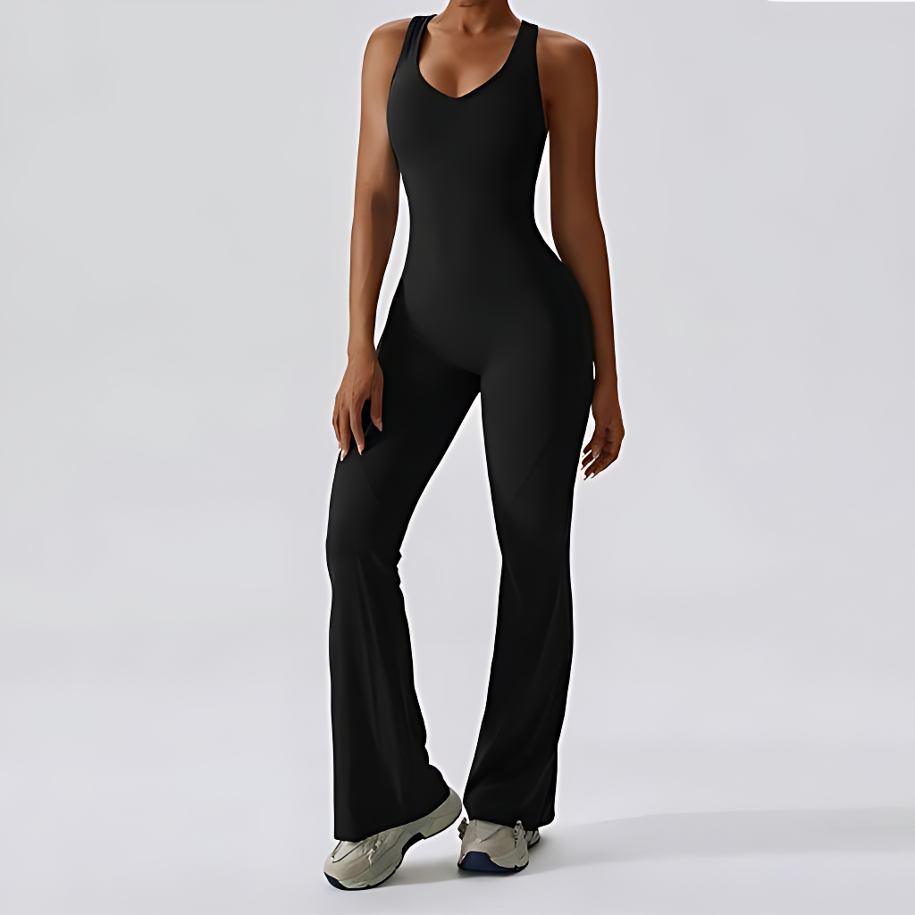 V-Back Sleeve Jumpsuit