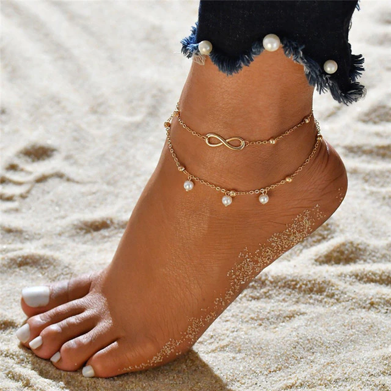 Boho Sparkle Anklet Set: Cubic Zirconia Beads