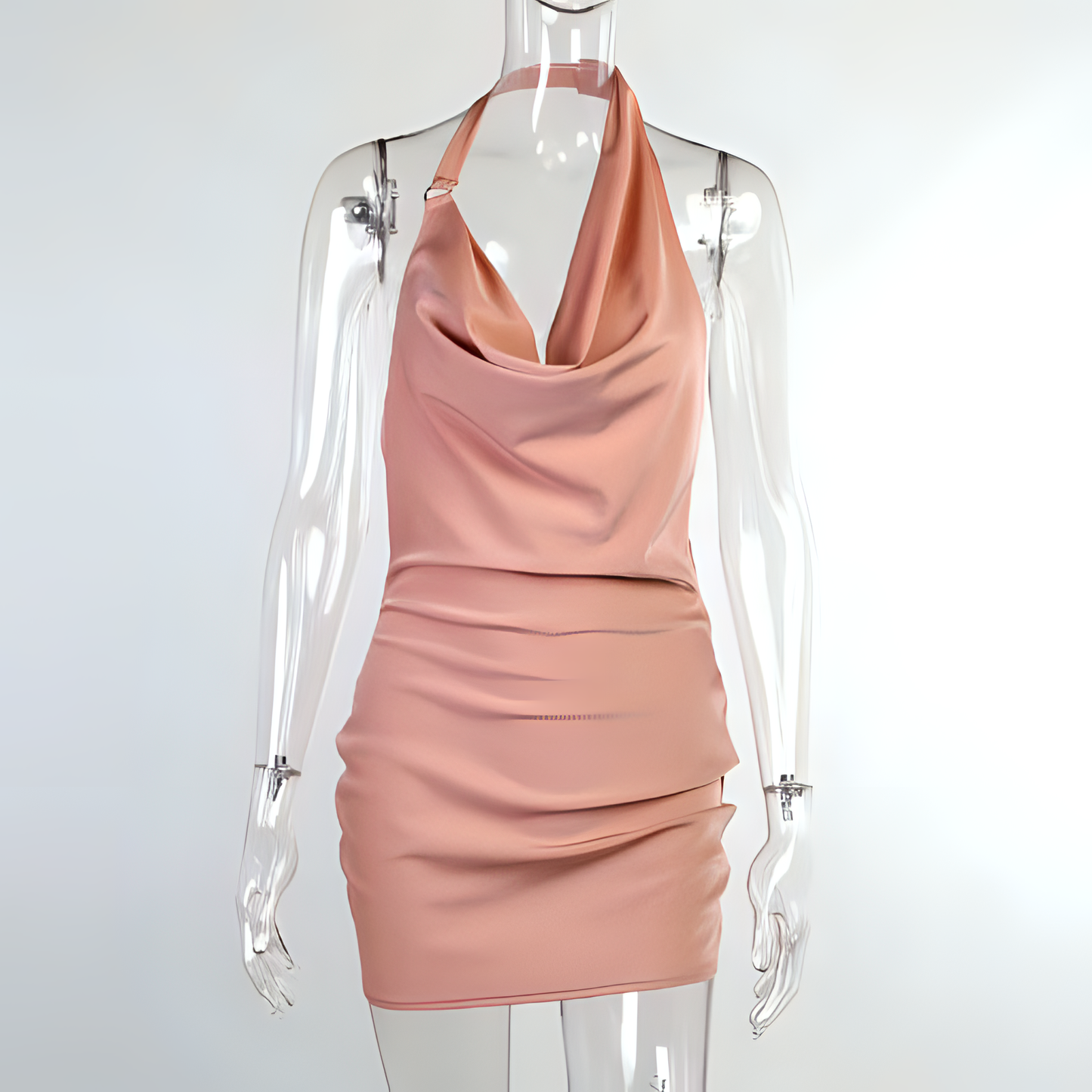 Sultry Satin Soiree: Backless Mini Party Dress