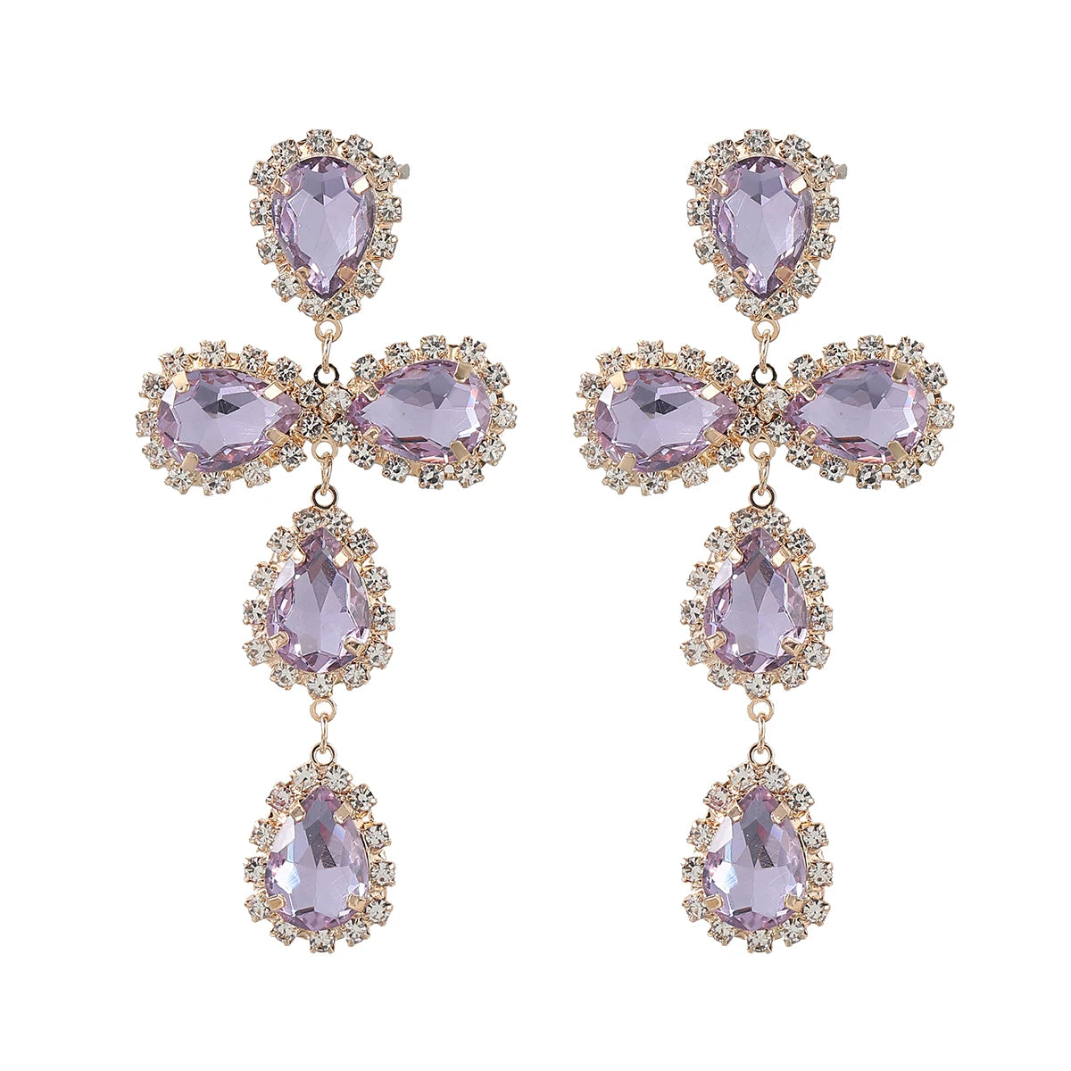 Majestic Rhinestone Cross Earrings