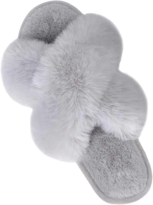 Plush Paws Furry House Slippers