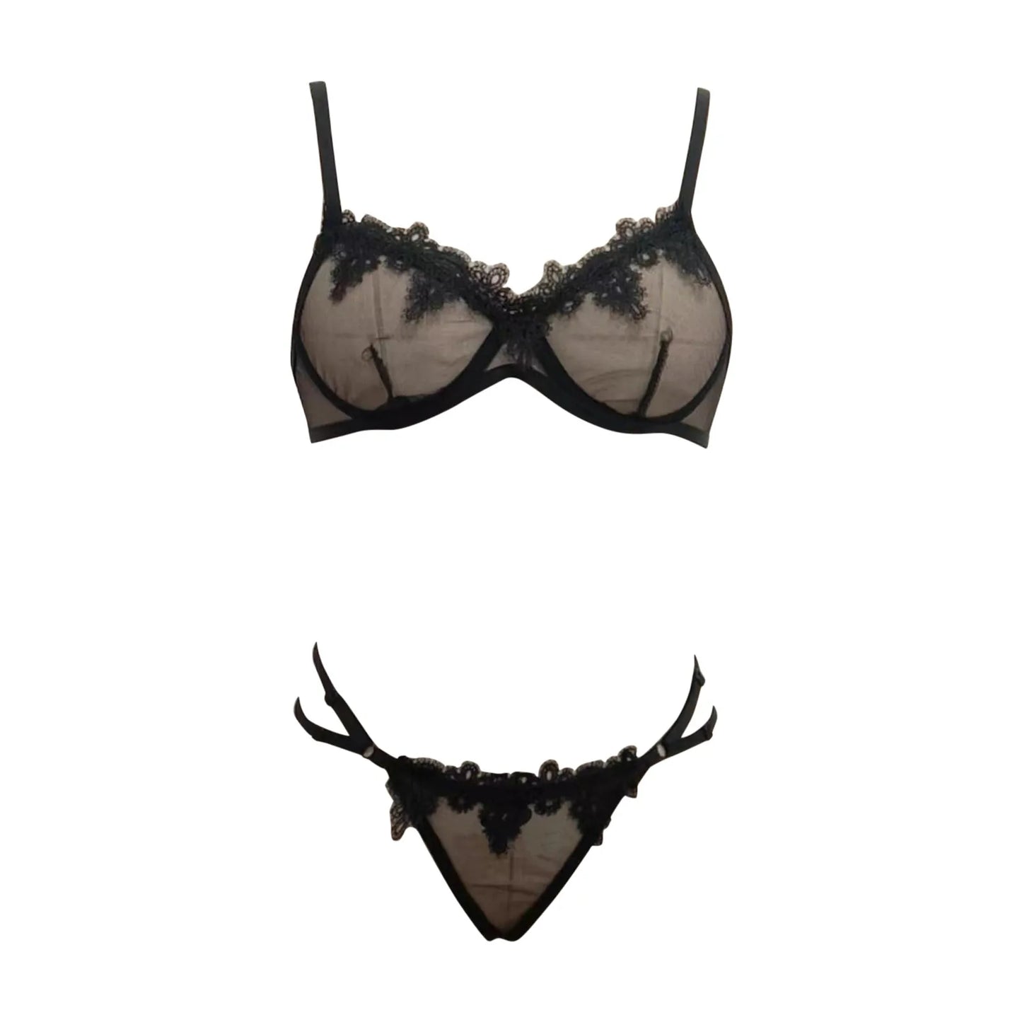Boudoir Bowknot Mesh Lace Lingerie Ensemble