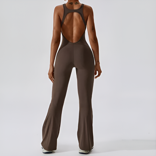 V-Back Sleeve Jumpsuit